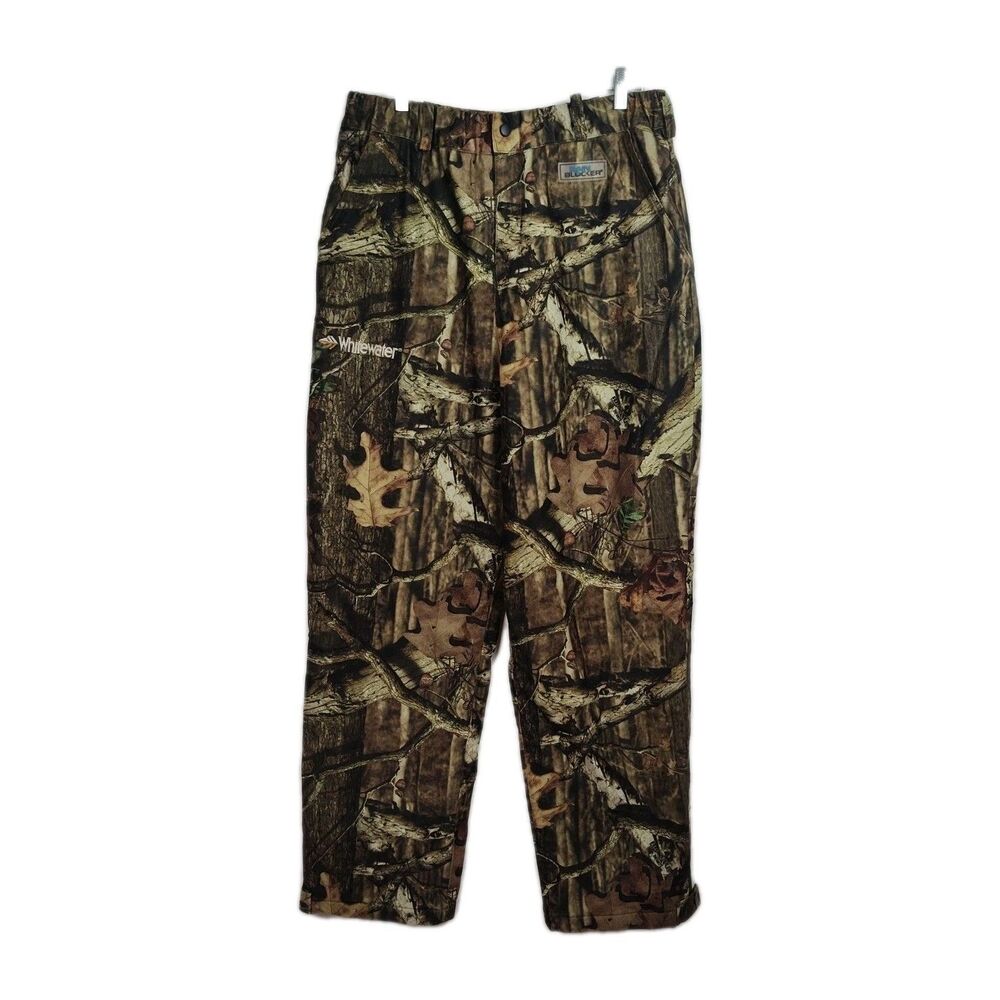 White Water Rain Blocker Hunting Pants Men's L Camo Fully Lined Elastic Waist